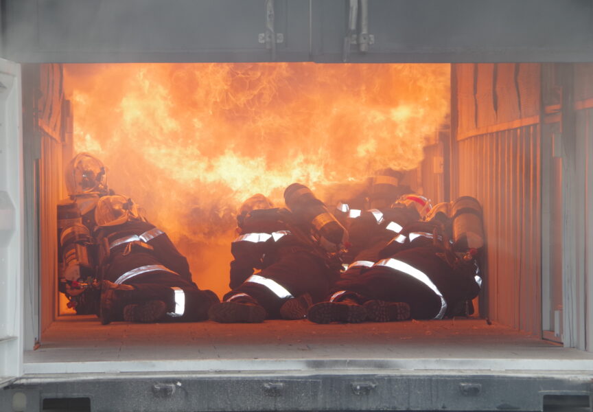 Centre départemental de formation - Caisson en feu réel