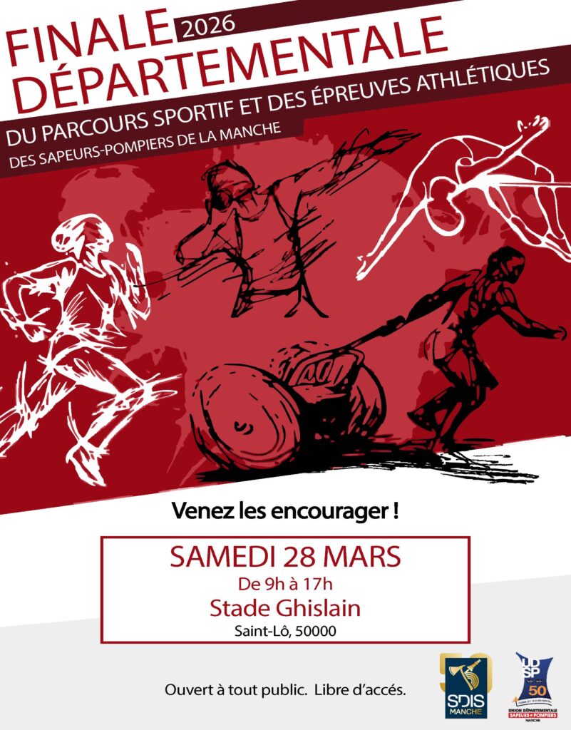 affiche de la finale départementale 2026 du parcours sportif des sapeurs-pompiers